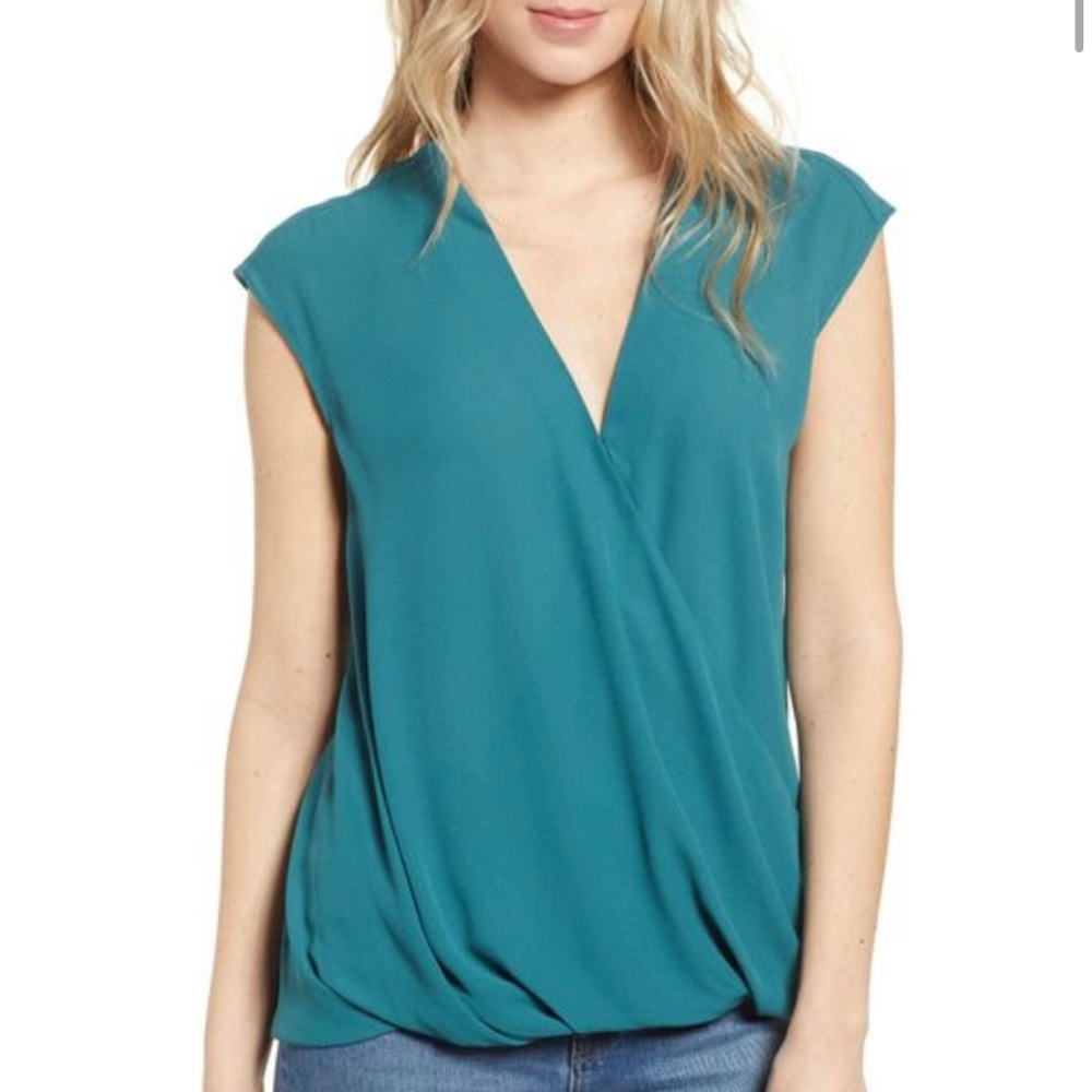 Chelsea28 Drape Waist Top in Teal Balsam, Size XXS